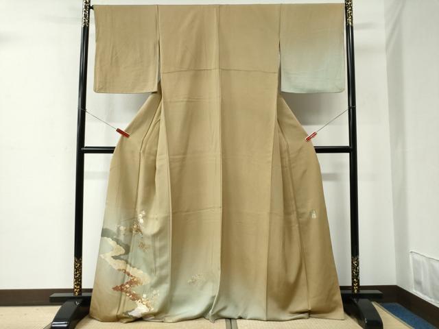 平和屋着物●金彩友禅 卓越技能者・名工・和田光正 訪問着 雲取り地紙竜田川花文 暈し染め 金彩 正絹 逸品 CABE2246yc