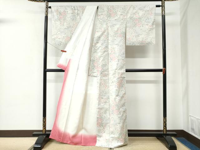 平和屋着物●本場大島紬 白大島 9マルキ 短冊地紙吉祥草花文 正絹 逸品 未使用 CABE2272yc