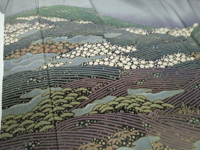 平和屋着物●十日町 名門 滝泰謹製 色留袖 刺繍 松竹梅花文 暈し染め 正絹 逸品 CABE2280yc