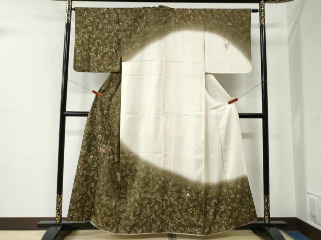 平和屋着物●訪問着 刺繍 萩花籠文 暈し染め 金彩 正絹 逸品 CABE2300yc