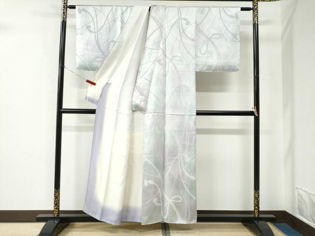 平和屋着物▼上質な小紋 結び紐文 暈し染め 正絹 逸品 CABE2331yc