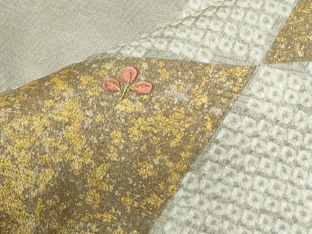 平和屋着物●訪問着 絞り 刺繍 菱草花文 金彩 正絹 逸品 CABE2351yc