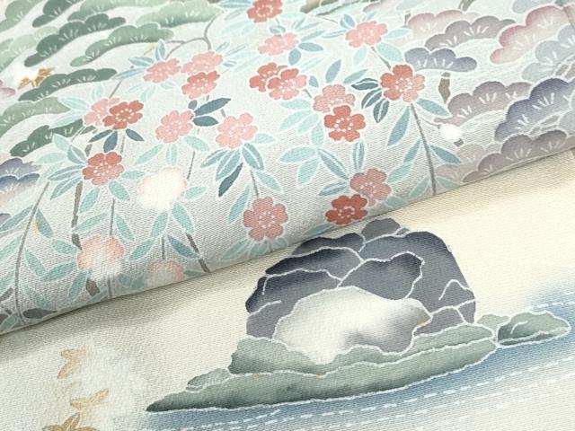 平和屋着物●高級染元 粋峰 林芳夫 京加賀友禅 訪問着 庭園風景文 暈し染め 正絹 逸品 CABE2352yc