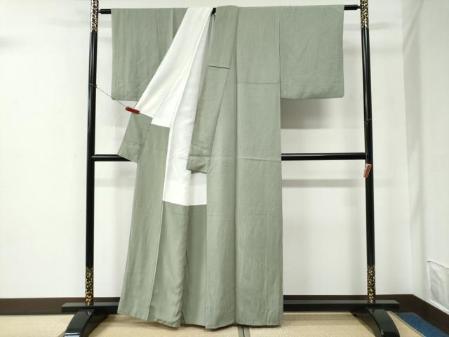 平和屋着物●上質な色無地 枝葉文 柳茶色 正絹 逸品 CABE2354yc