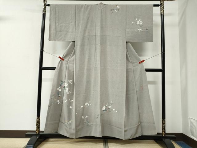 平和屋着物●京加賀友禅 百貫達雄 訪問着 枝花文 正絹 逸品 CABE2373yc