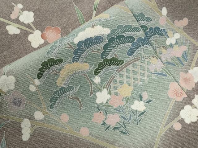 平和屋着物●訪問着 友禅 松竹梅籬風景文 暈し染め 正絹 逸品 CABE2386yc