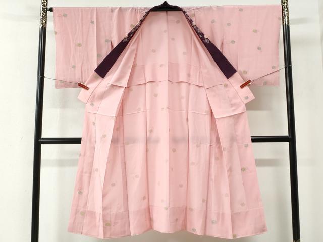 平和屋着物●長襦袢 無双仕立て 糸巻き花文 半衿刺繍 正絹 逸品 未使用 CABE2416yc