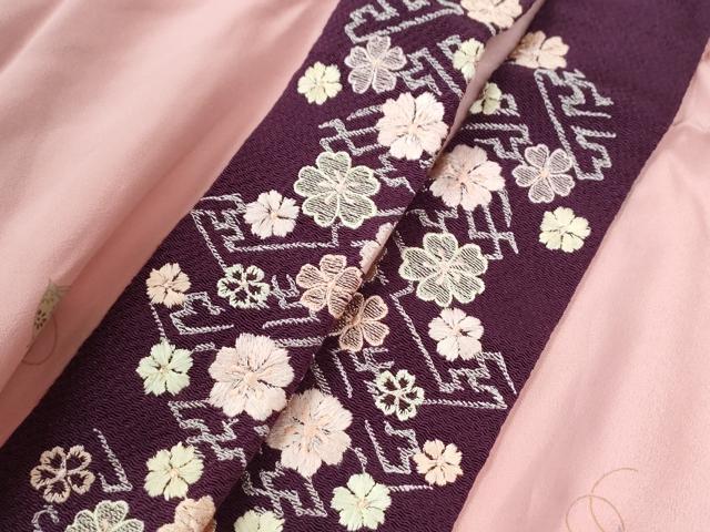 平和屋着物●長襦袢 無双仕立て 糸巻き花文 半衿刺繍 正絹 逸品 未使用 CABE2416yc