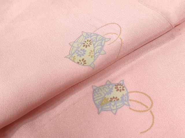 平和屋着物●長襦袢 無双仕立て 糸巻き花文 半衿刺繍 正絹 逸品 未使用 CABE2416yc