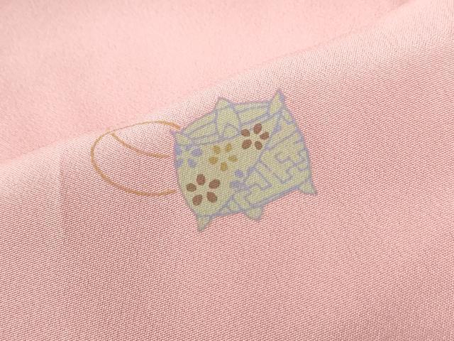 平和屋着物●長襦袢 無双仕立て 糸巻き花文 半衿刺繍 正絹 逸品 未使用 CABE2416yc
