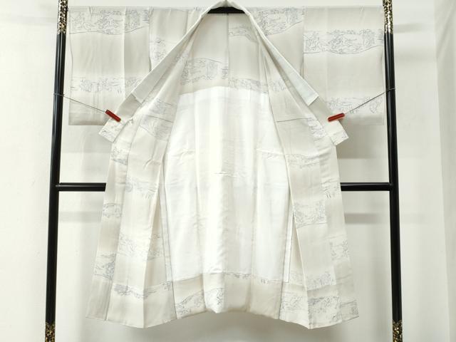 平和屋着物●長襦袢 単衣 鳥獣戯画 暈し染め 正絹 逸品 CABE2435yc