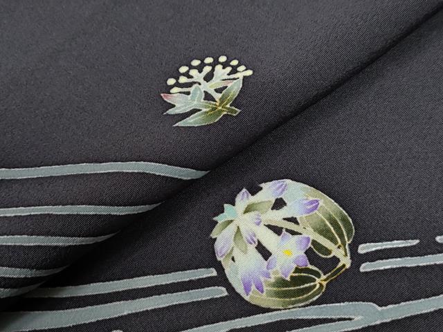 平和屋着物●本加賀友禅作家 松井眞夫 訪問着 流水草花丸文 銀座おゝぎ屋扱い 正絹 逸品 CABE2442yc