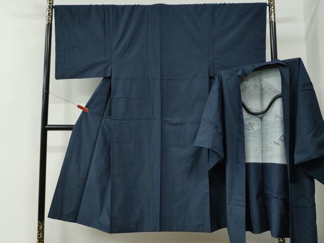 平和屋着物●男性 紬 アンサンブル 格子 正絹 逸品 CABE2465yc
