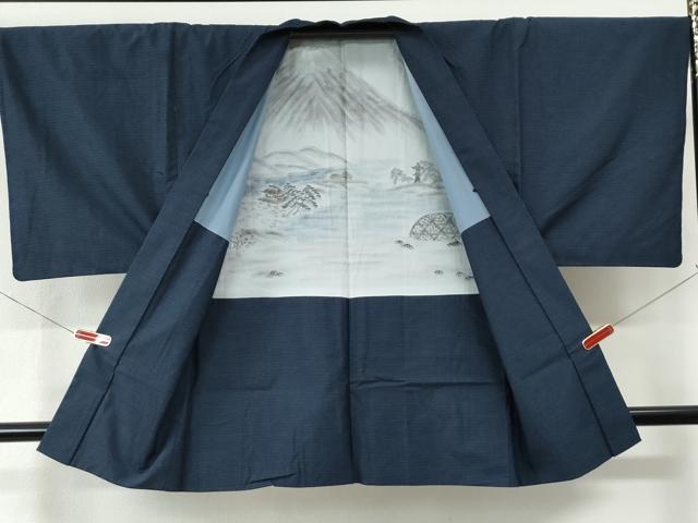 平和屋着物●男性 紬 アンサンブル 格子 正絹 逸品 CABE2465yc