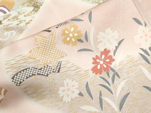 平和屋着物●訪問着 駒刺繍 流水鴛鴦橘草花文 暈し染め 金彩 正絹 逸品 未使用 CABE2472yc