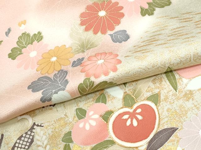 平和屋着物●訪問着 駒刺繍 流水鴛鴦橘草花文 暈し染め 金彩 正絹 逸品 未使用 CABE2472yc