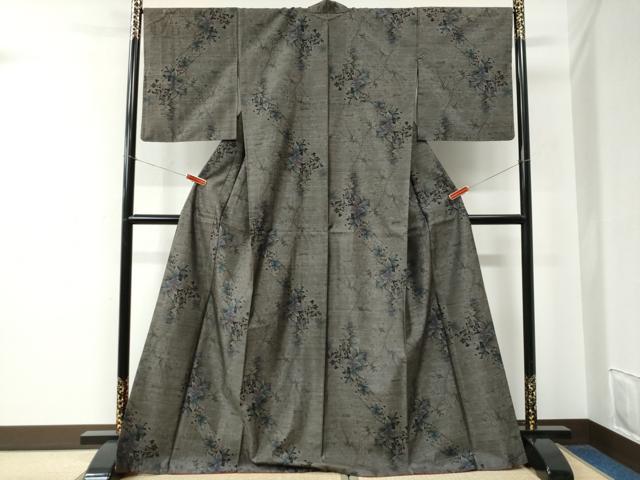 平和屋着物●本場大島紬 枝花文 ロング丈 正絹 逸品 CABE2501yc