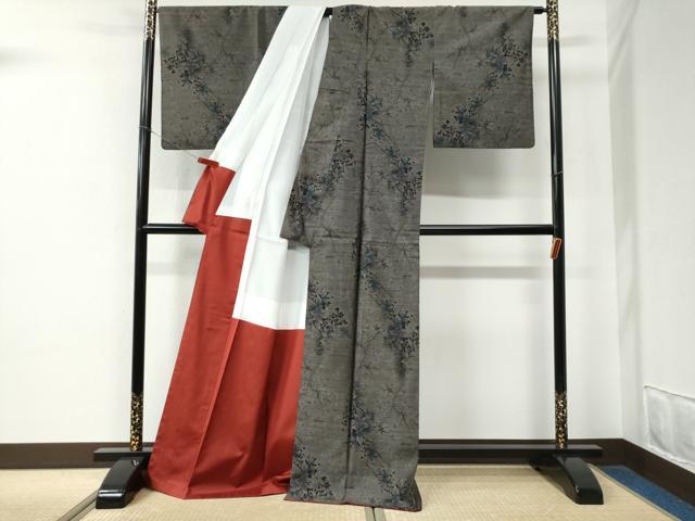 平和屋着物●本場大島紬 枝花文 ロング丈 正絹 逸品 CABE2501yc