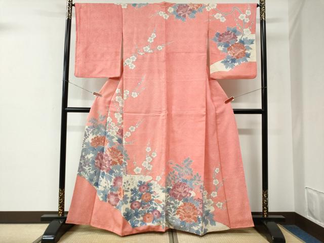 平和屋着物●名門 藤娘きぬたや・総絞り 訪問着 牡丹梅花文 正絹 逸品 CABE2515yc