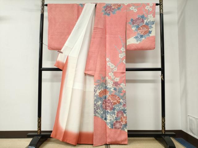 平和屋着物●名門 藤娘きぬたや・総絞り 訪問着 牡丹梅花文 正絹 逸品 CABE2515yc