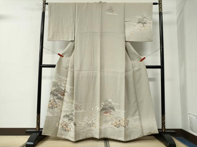 平和屋着物●訪問着 浜松風景草花文 暈し染め 正絹 逸品 CABE2529yc