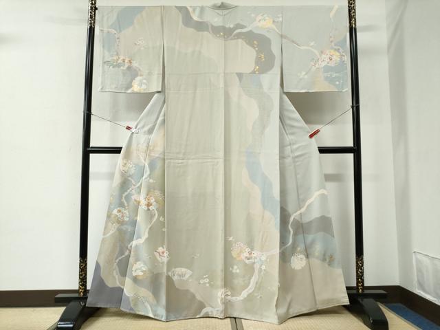平和屋着物●訪問着 駒刺繍 雪輪地紙鳳凰草花文 金彩 正絹 逸品 CABE2532yc