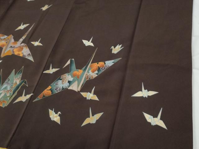 平和屋着物●振袖 折り鶴花文 洗える着物 CABE2535yc