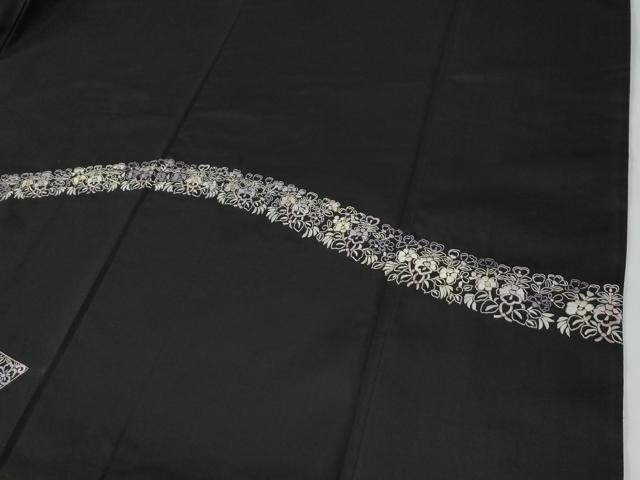 平和屋着物●訪問着 駒刺繍 総刺繍 鬘帯鳳凰更紗吉祥花文 黒地 金糸 ますいわ屋扱い 正絹 逸品 CABE2543yc