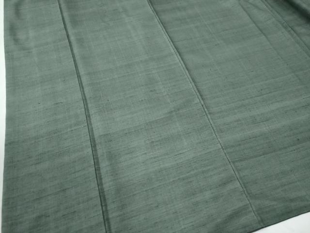 平和屋着物●上質な紬 色無地 青丹色 正絹 逸品 CABE2545yc