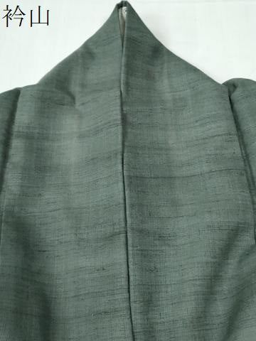 平和屋着物●上質な紬 色無地 青丹色 正絹 逸品 CABE2545yc