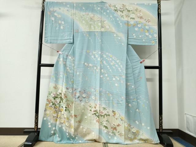 平和屋着物●中国三大刺繍 スワトウ刺繍 訪問着 作家物 枝花文 暈し染め 金彩 正絹 逸品 未使用 CABE2546yc