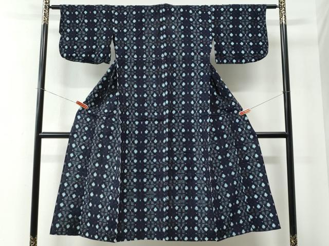 平和屋着物●久留米絣 単衣 花繋ぎ 綿 逸品 CABE2557yc