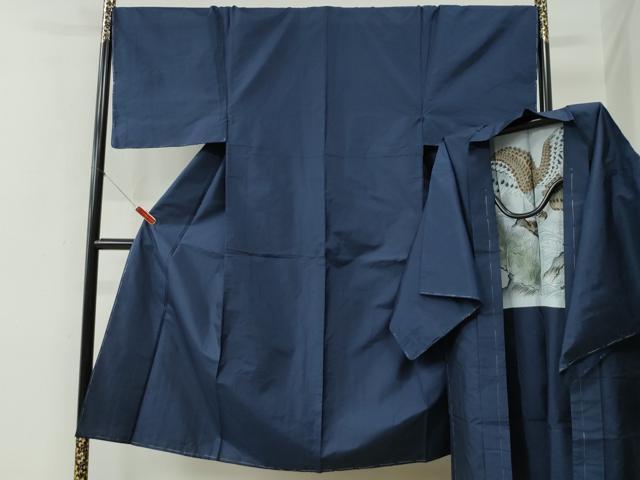 平和屋着物●男性 本場大島紬 アンサンブル 格子 羽裏:鷹 正絹 逸品 未使用 CABE2601yc
