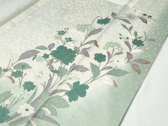 平和屋着物●訪問着 絞り 草花文 暈し染め 金彩 ロング丈 正絹 逸品 未使用 CABE2606yc