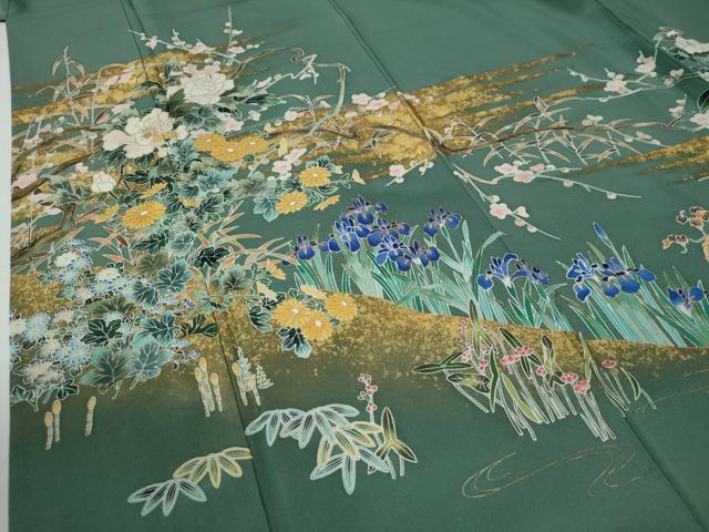 平和屋着物●豪華色留袖 ?橋豊彦 牡丹花文 金彩 ロング丈 正絹 逸品 CABE2610yc