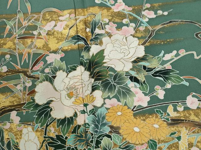 平和屋着物●豪華色留袖 ?橋豊彦 牡丹花文 金彩 ロング丈 正絹 逸品 CABE2610yc