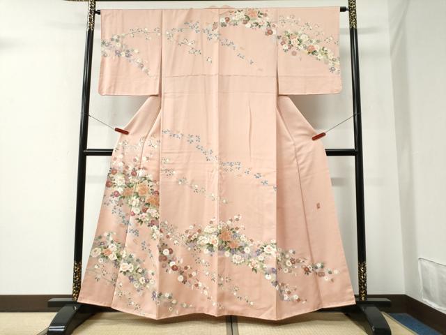 平和屋着物●訪問着 作家物 駒刺繍 草花文 金彩 正絹 逸品 CABE2611yc