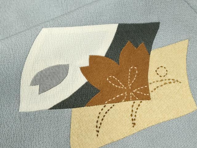 平和屋着物●訪問着 刺繍 刺し子 色紙重ね露芝花文 切嵌 正絹 逸品 未使用 CABE2616yc