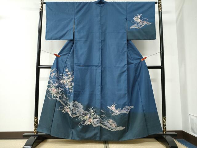平和屋着物●訪問着 総刺繍 雲取り花筏文 金糸 正絹 逸品 CABE2655yc