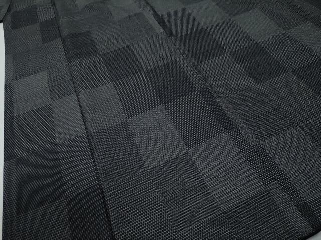平和屋着物●本塩沢 110亀甲 市松吉祥文 黒地 正絹 逸品 CABE2659yc