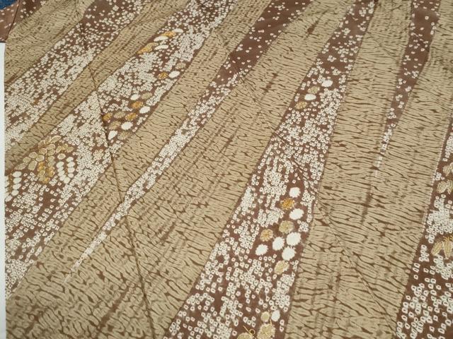 平和屋着物●訪問着 総刺繍 杢目絞り 斜線花松文 金彩 正絹 逸品 CABE2672yc