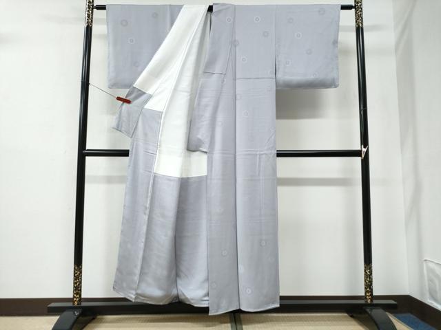 平和屋着物●上質な色無地 本手会の光明 十六菊の章 牡丹鼠色 反端付き 正絹 逸品 未使用 CABE2685yc