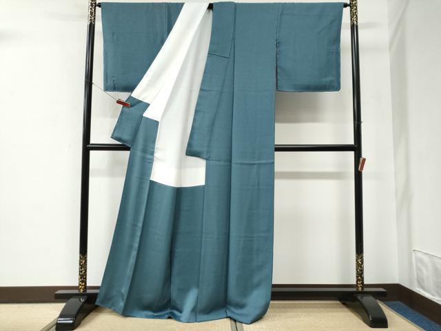 平和屋着物●上質な色無地 紋意匠 錆御納戸色 正絹 逸品 未使用 CABE2711yc