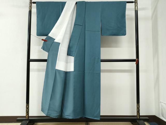 平和屋着物●上質な色無地 紋意匠 錆御納戸色 正絹 逸品 未使用 CABE2721yc