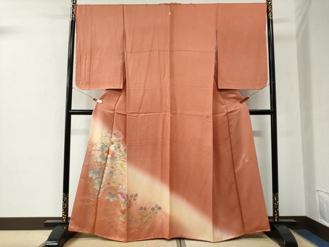 平和屋着物●金彩友禅 卓越技能者・名工・和田光正 訪問着 草花文 暈し染め 金銀彩 正絹 逸品 CABE2732yc