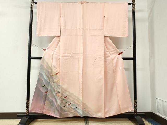 平和屋着物●金彩友禅 卓越技能者・名工・和田光正 訪問着 立波飛鶴文 暈し染め 金彩 正絹 逸品 CABE2743yc