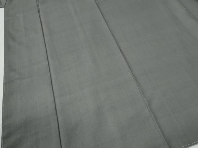 平和屋着物●本場結城紬 重要無形文化財 色無地 鼠色 正絹 逸品 未使用 CABE2810yc