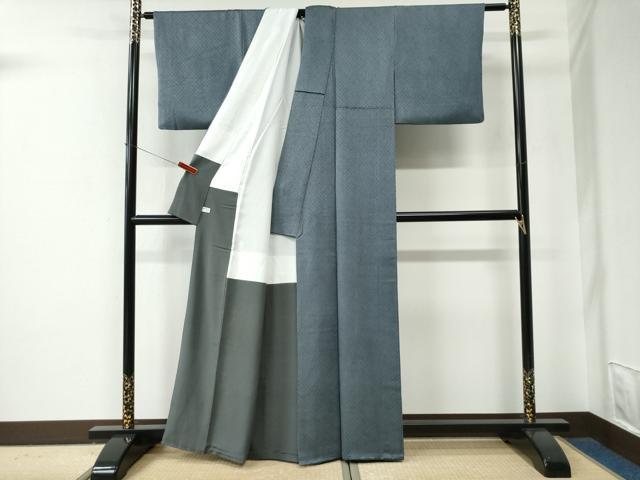 平和屋着物●上質な色無地 総絞り 鉄御納戸色 正絹 逸品 CABE2819yc