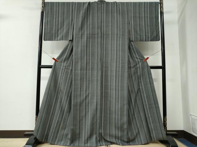 平和屋着物●結城紬 胴抜き仕立て 80亀甲 間道 正絹 逸品 CABE2821yc