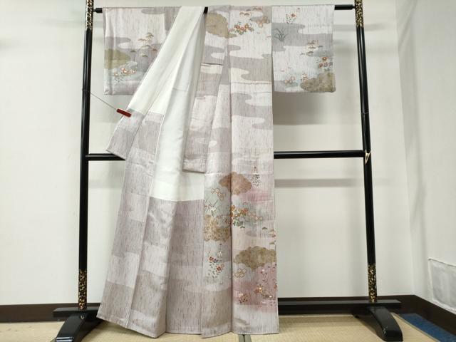 平和屋着物●訪問着 駒刺繍 雲取り吉祥草花文 金彩 正絹 逸品 CABE2830yc